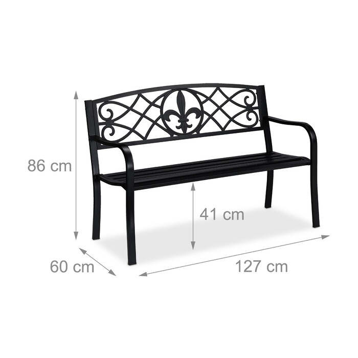 Relaxdays Garden Bench with Fleur-de-lis Motif