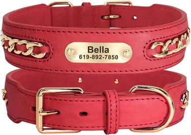 Шкіряний нашийник для собак Didog, плетений, з гравіюванням, регульований, чорний, L (17.0-20.0 см), ширина 3.2 см