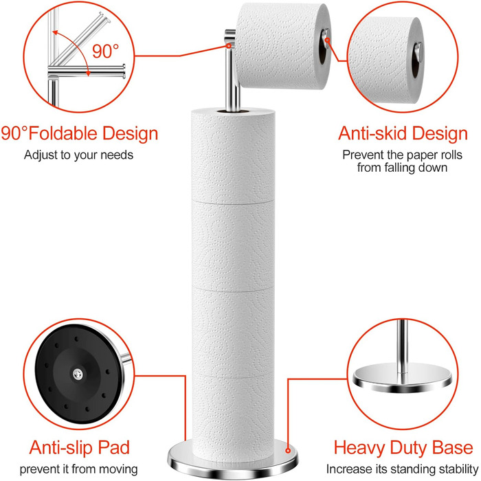 Підставка для туалетного паперу Newpop, нержавіюча сталь, без свердління, підлогова, для зберігання рулонів