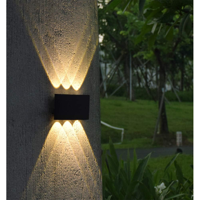 Yosoan LED Wall Light Up & Down Outdoor Wall Light including 4x 1W Natural White Light Bulb Outdoor Light Outdoor Lamp Wall Lamp for Indoor and Outdoor Use (8*1W 4000K)