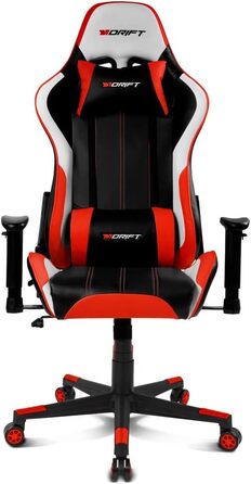 Ігрове крісло DRIFT DR175RED, екошкіра, 2D підлокітники, клас 4, чорний/червоний