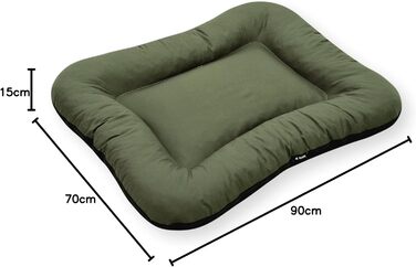 Ліжко для собак середніх порід 4L Textil KLEO, 90x70 см, водонепроникне, знімний чохол, темно-зелене