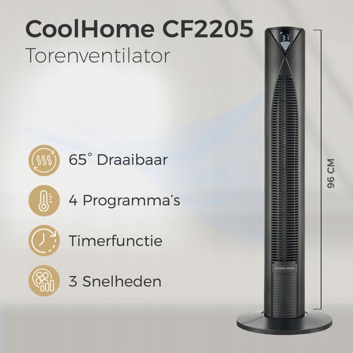 Вежа-вентилятор CoolHome CF2205 з пультом дистанційного керування, 96 см