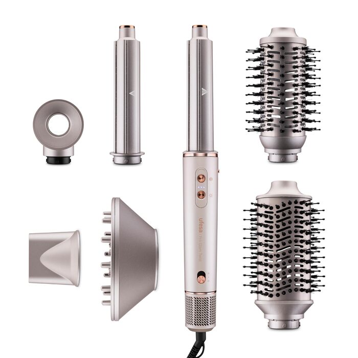 Ufesa Haarstyler Pro Glam Twist 7-в-1: цифровий безщітковий мотор, Coanda-система, керамічне покриття, іонізація, професійні насадки, рожевий
