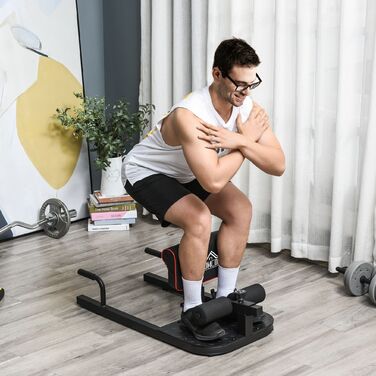 HOMCOM Тренажер для присідань Sissy Squat 3-в-1, регульований до 120 кг, сталь, чорний колір, для тренування ніг та пресу