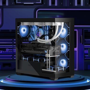 darkFlash DS900: Чорний корпус для ПК ATX Mid-Tower з 4 RGB вентиляторами, підтримка водяного охолодження 360mm, Type-C