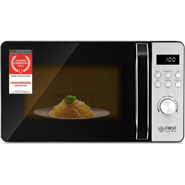 Мікрохвильова піч з грилем TZS First Austria 20L - 2-в-1, 700/800W, 8 програм, LED-дисплей, нержавіюча сталь, захист від дітей, чорний