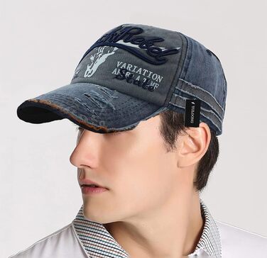 Кепка бейсболка Vintage з бавовни, випрасувана джинсова, ретро, з витертими краями, чоловіча/жіноча, з вишивкою, регульованого розміру, A-Marine