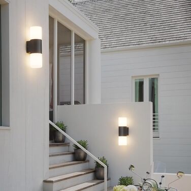 Klighten Wall Lights E27 Indoor/Outdoor 2-Light, Up and Down Outdoor Lamp Black, Outdoor Light Fixture, IP54 Outdoor Lamp, Aluminum Modern Outdoor Wall Light, Wall Lamp for Entrance, Terrace, without Bulb