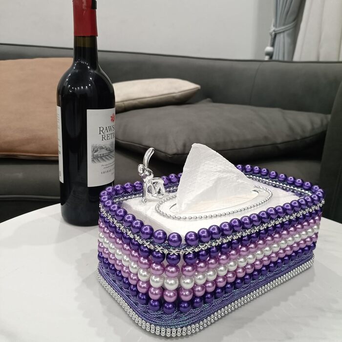Makeup Tissue Box, Cosmetic Tissue Box, Standard Fashion Tissue Box, Cosmetic Tissue Box, Facial Tissue Dispenser, Cosmetic Tissues Tissue Box for Dining Room Bedroom Office (Purple)