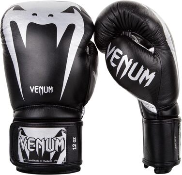 Боксерські рукавички Venum Giant 3.0 для муай-тай та кікбоксингу (12 Oz, чорний/срібний)