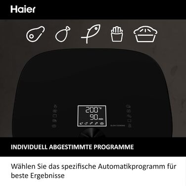 Аерофритюрниця Haier 7 л з вікном, 9 програм, 1700 Вт, LED-дисплей, без олії, для здорового приготування, серія 5 HAF5TWA3, посудомийна, з аксесуарами