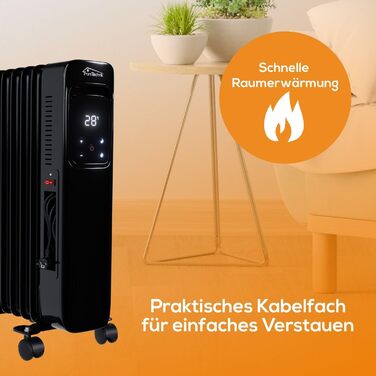 Масляний радіатор Tronitechnik® TT-OR 311 - чорний, 2500 Вт, 11 ребер, 3 режими, термостат, захист від перегріву