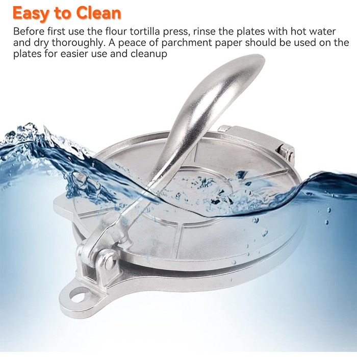 Пресс для тортилій Cyrank, ручний ротатор для роти, прес для тако, квесаділи, з алюмінієвого сплаву (16 см, срібний)