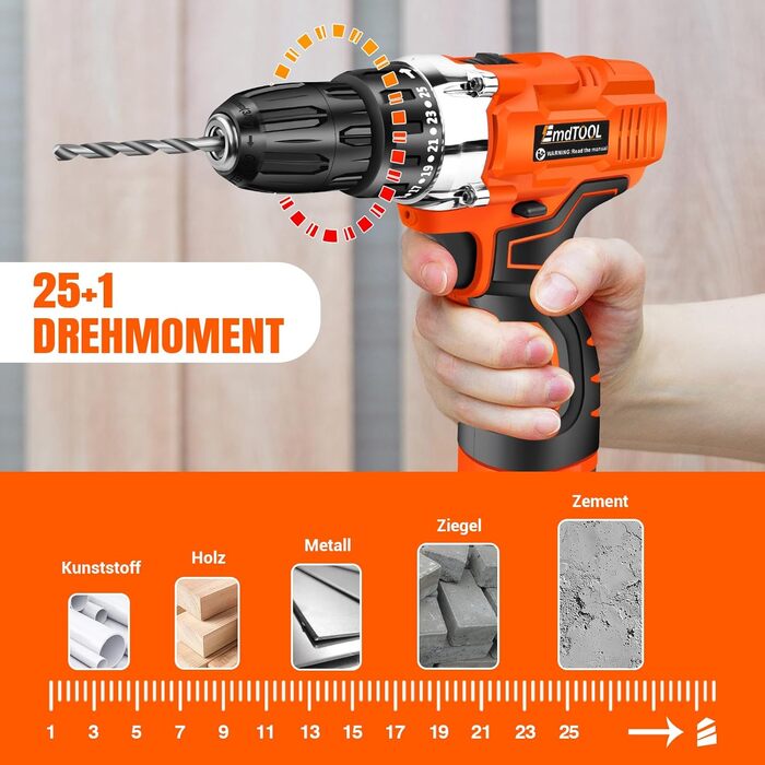 Акумуляторний шуруповерт 21V з набором аксесуарів для дому та саду. Шуруповерт-дриль, ударний шуруповерт, акумуляторний дриль. Макс. крутний момент 45Nm, 25+1 ступінь, 2 швидкості, 1500mAh, 25 шт. аксесуарів. Червоний.