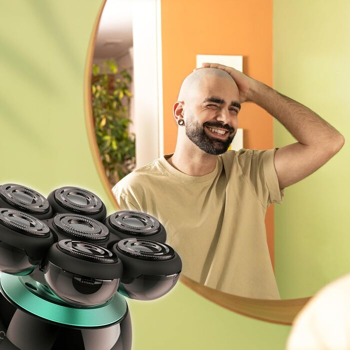 Електричний голчастий триммер Cecotec Bamba PrecisionCare для гоління голови, 7 плаваючих лез, 60 хв роботи, станція зарядки, дисплей, портативний, легке очищення