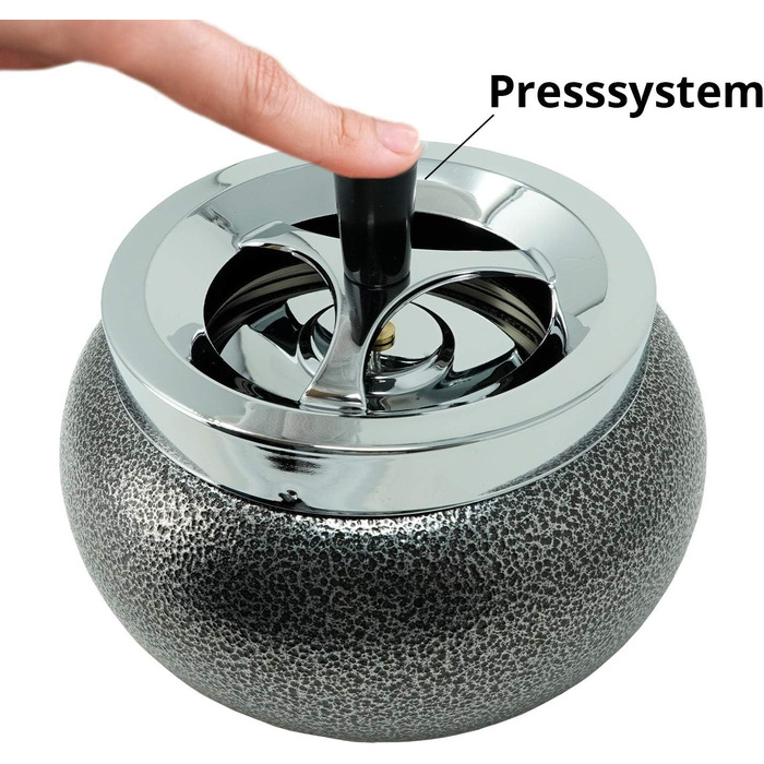 Kogu ashtray for cigarette butts, Jumbo, curved, 17cm (Chrome/Stone Lacquer)