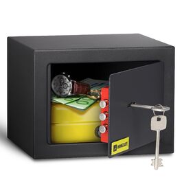 Сейф Homesafe HV15K з ключовим замком, металевий, 15x20x17 см, колір Carbon Satin Schwarz