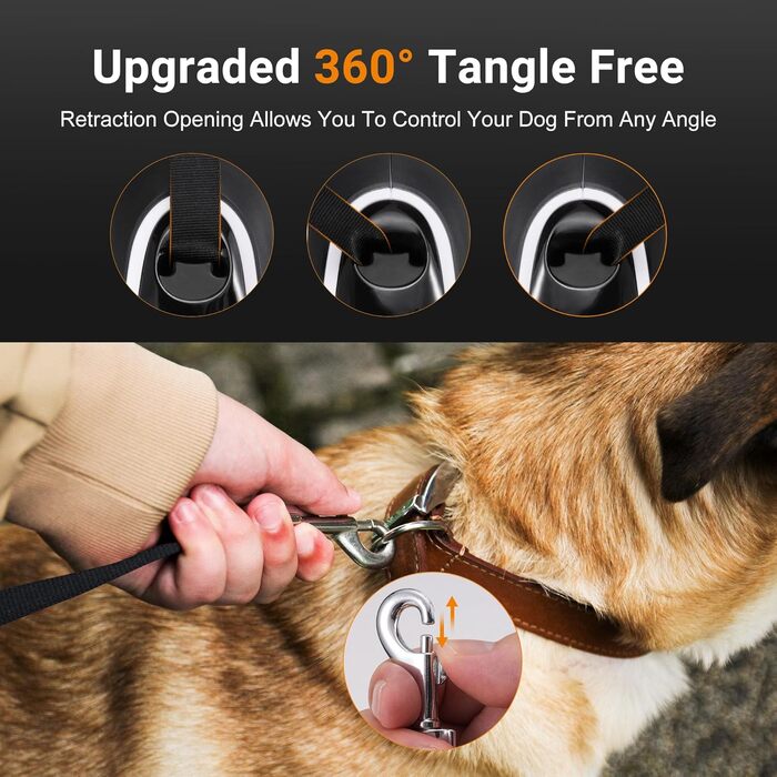 Рулетка для собак, 3 м, нейлон, 360°, без спутанню, до 15 кг, міцна, з блокуванням, для прогулянок