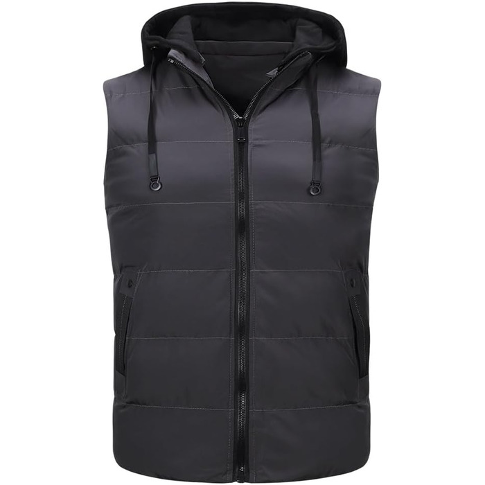 Чоловіча степкова жилетка YOUTHUP з капюшоном для активного відпочинку та зими, легка, вітронепроникна (Сірий, XS)