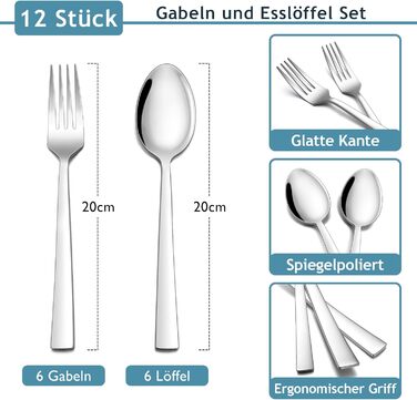 Набір столових приборів Herogo на 6 осіб (36 предметів) з нержавіючої сталі. Включає виделки, ножі, ложки, спеціальні ножі для стейку. Підходить для дому та ресторану, миється в посудомийній машині. Квадратний дизайн.