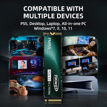 SSD накопичувач 1TB M.2 PCIe Gen4 з графітовим охолодженням - 7350 MB/s, SLC кеш, для ноутбуків та ПК