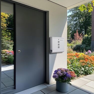 Поштовий ящик Zedelmaier XXL з нержавіючої сталі, індивідуальне гравіювання, 35x35 см, 4 ключі, для листів B5/C4, RAL 7016 Anthrazit