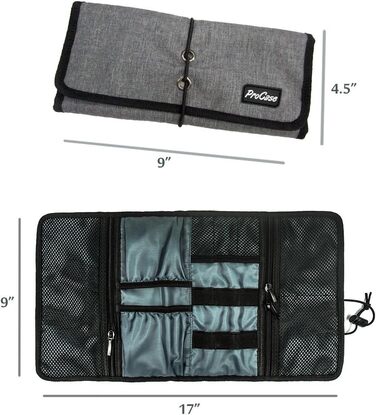 Органайзер для подорожей ProCase: сумка для аксесуарів електроніки, USB-кабелі, SD-картки, навушники, флеш-накопичувачі (сірий)