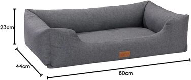 Крісло-ліжко для собак MSS e.K. з м'якою оббивкою та знімним велюровим покриттям, 85 x 63 x 25 см. Підходить для великих собак, розмір S (60 x 44 см), колір антрацит.