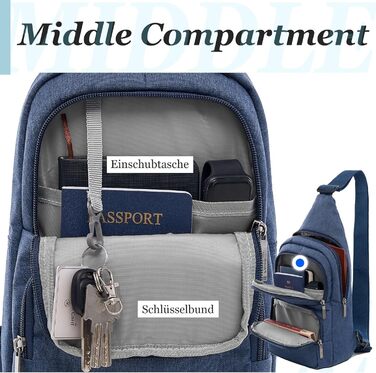 Чоловіча нагрудна сумка OIWAS, маленька, для чоловіків та жінок, для походів та активного відпочинку (блакитна)