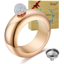 Набір флакончиків Qingo з браслетом, перстнем та флаконом, креативний нержавіючий сталь, 304 сталь, 100 мл, чорний з кришкою зі стразами (рожевий з кришкою зі стразами)