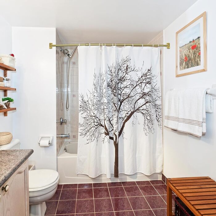 Регульована вигнута штанга для душу, широка, з нержавіючої сталі, для ванної кімнати, 106,7–182,9 см, золота, преміум-якість