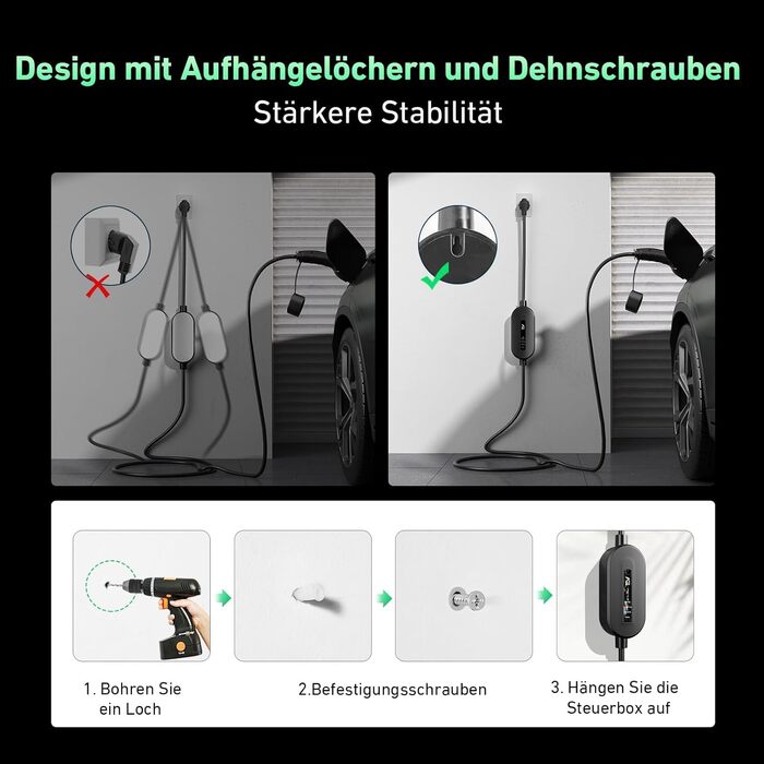 Кабель для електромобіля Evjuicion Typ 2 Schuko, 3.68kW, 6м, 16A, IP67, чорний. Зарядний кабель для ID.3/4, X1, 5ER, Model Y/3 та інших електромобілів