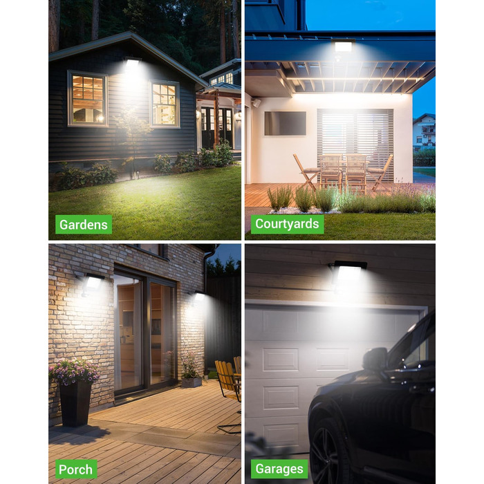 nipify LED прожектор із датчиком руху для вулиці, 2 шт, 30W 3000Лм, IP65, холодне світло 6500K, довгий кабель 100 см, для складу, саду, готелю, двору (100W)
