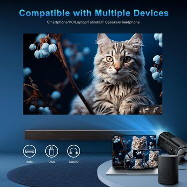 Міні-проектор Quilted Northern Beamer 4K з Android 11.0, WiFi 6, BT 5.0, Auto Keystone, 180° для дому та на вулицю