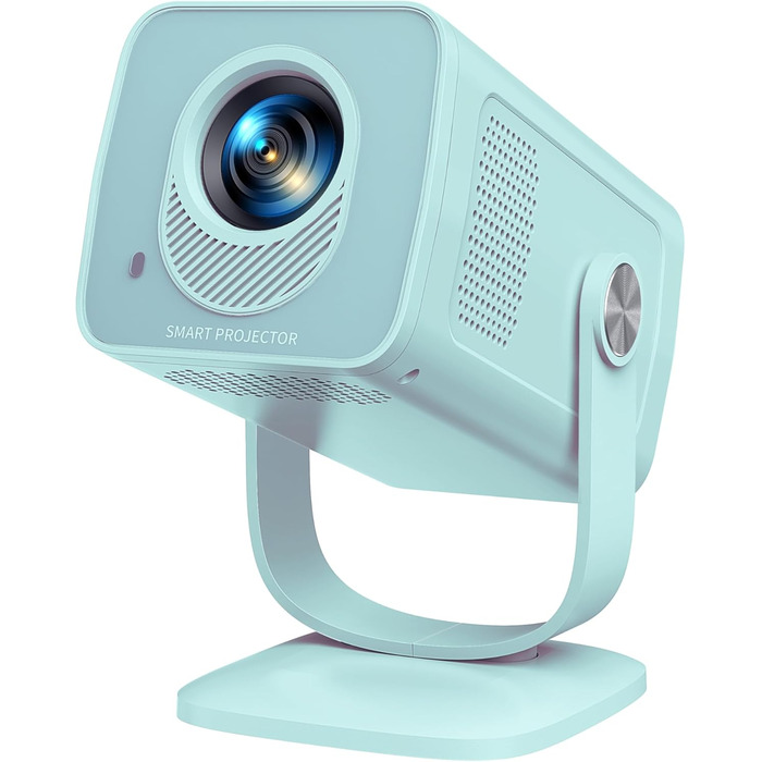 Портативний проєктор Mini Beamer 4K з підтримкою Android 13, WiFi 6, Bluetooth 5.4, обертання 270°, автотрапецеїдна корекція, HDMI/Android/iOS/PC/USB, білий (блакитний)