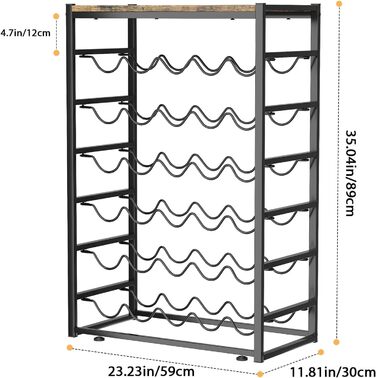 Стильна вітрина для вина Urban Deco на 30 пляшок з дерев'яною стільницею, чорна металева полиця для кухні, бару, погреба, їдальні, 59 x 30 x 89 см