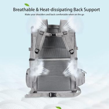 Рюкзак для котів та собак, 2-в-1, знімні відділи, до 12 кг, переноска, складаний, з вентиляцією, сірий L