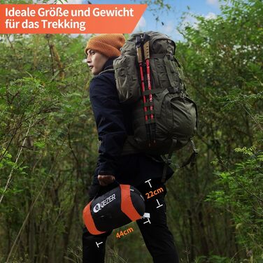 Спальний мішок пуховий зимовий, 600FP+ Premium, 7°C/ -24°C, легкий, теплий, 3-4 сезони, для кемпінгу, трекінгу, чорний/помаранчевий