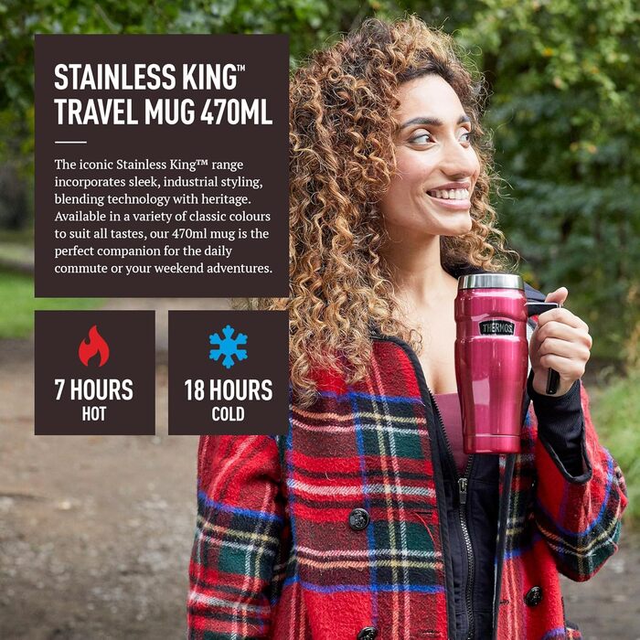 Термос König Travel Mug з нержавіючої сталі - Матовий Чорний (470 мл)