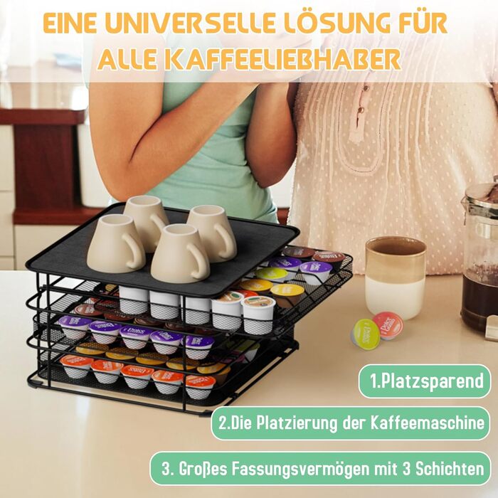 Підставка для капсул кави Masthome 3-ярусна для Dolce Gusto, 108 капсул, чорна