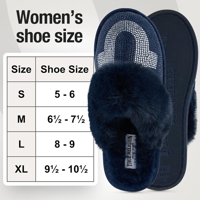Тапочки True Religion для жінок, подарунок, комфортні домашні тапочки (джинс, розмір L)