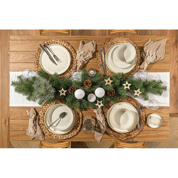 Набір посуду SÄNGER Key West 30 предметів: тарілки для 6 осіб, миски, чашки, серія VALUE COLLECTION, кремовий колір з пісочною текстурою