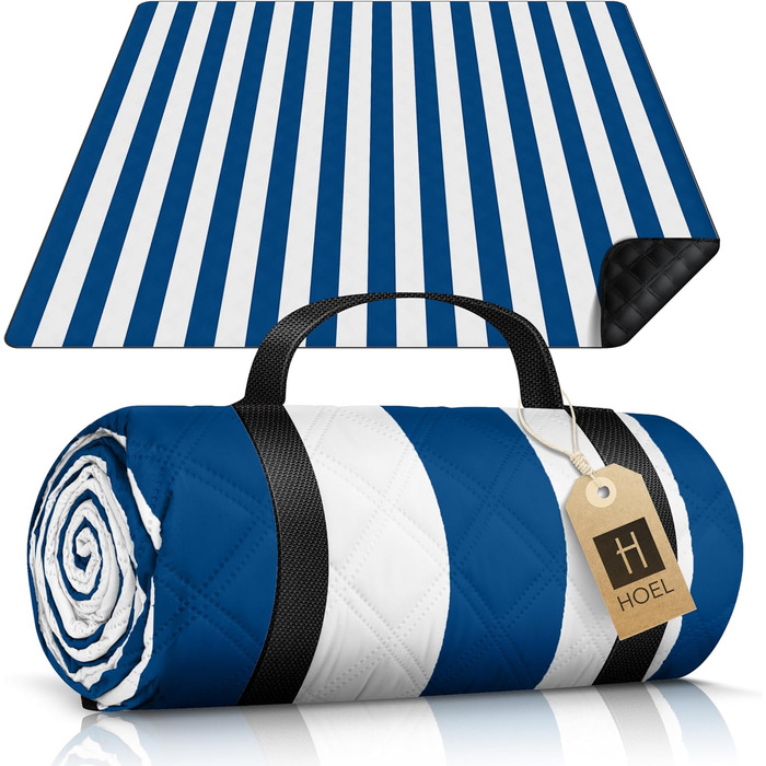 HOEL Picnic Blanket 200x200 cm Water-Repellent + Insulated - Padded Beach Mat XXL - Picnic Blankets - Outdoor Beach Blanket for Picnic Camping Beach