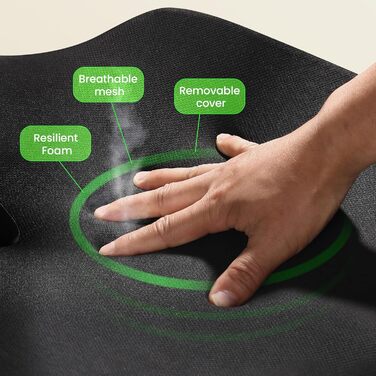 Ортопедична подушка для сидіння Benazcap з Memory Foam для полегшення болю в куприку. Підходить для авто, дивана, офісу та інвалідного візка. Чорний колір.