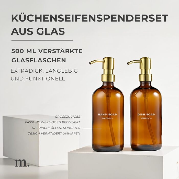 Набір диспенсерів для мила та лосьйону MaisoNovo (2 шт.) з підносом з шиферу – 500 мл, чорний колір