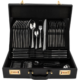 Набір столових приборів на 12 осіб (72 шт.) з нержавіючої сталі, стійкий до миття в посудомийній машині, у кейсі