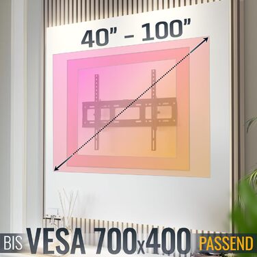 Настінне кріплення для телевізора RICOO R07 40-100 дюймів, до 100 кг, VESA 200x200 - 600x400, похиле