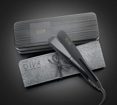 Diva Pro Styling Wide Digital Styler - Extra Wide Ceramic Plates - Even Heat Distribution - 3m Cord, Black