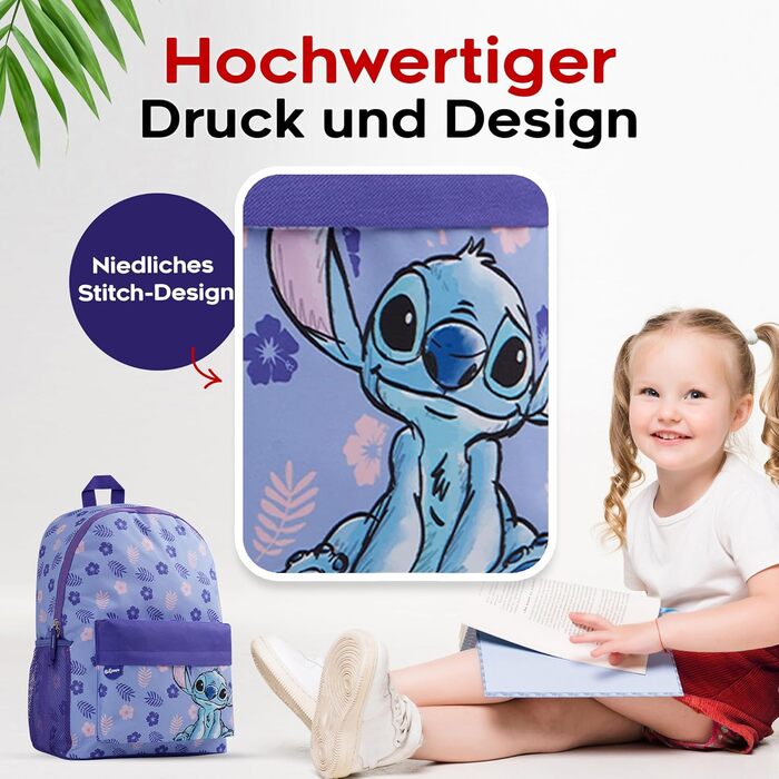 Рюкзак Disney Stitch для дівчаток: Шкільний, дорожній, спортивний, фіолетовий 40x30x15 см